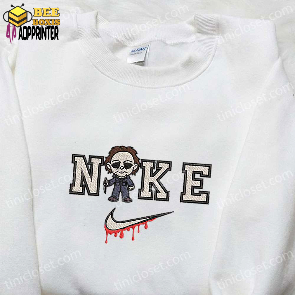 Chibi michael myers x nike embroidered tshirt: best nike inspired halloween gift