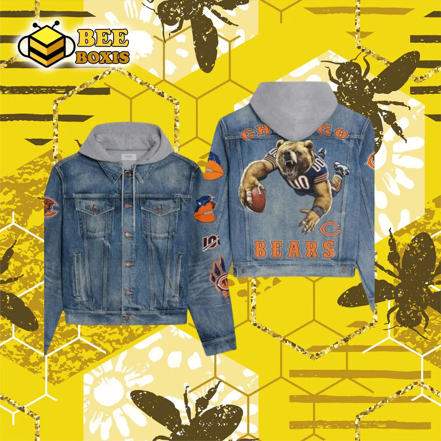 Chicago bears mascot design hooded denim jacket.png