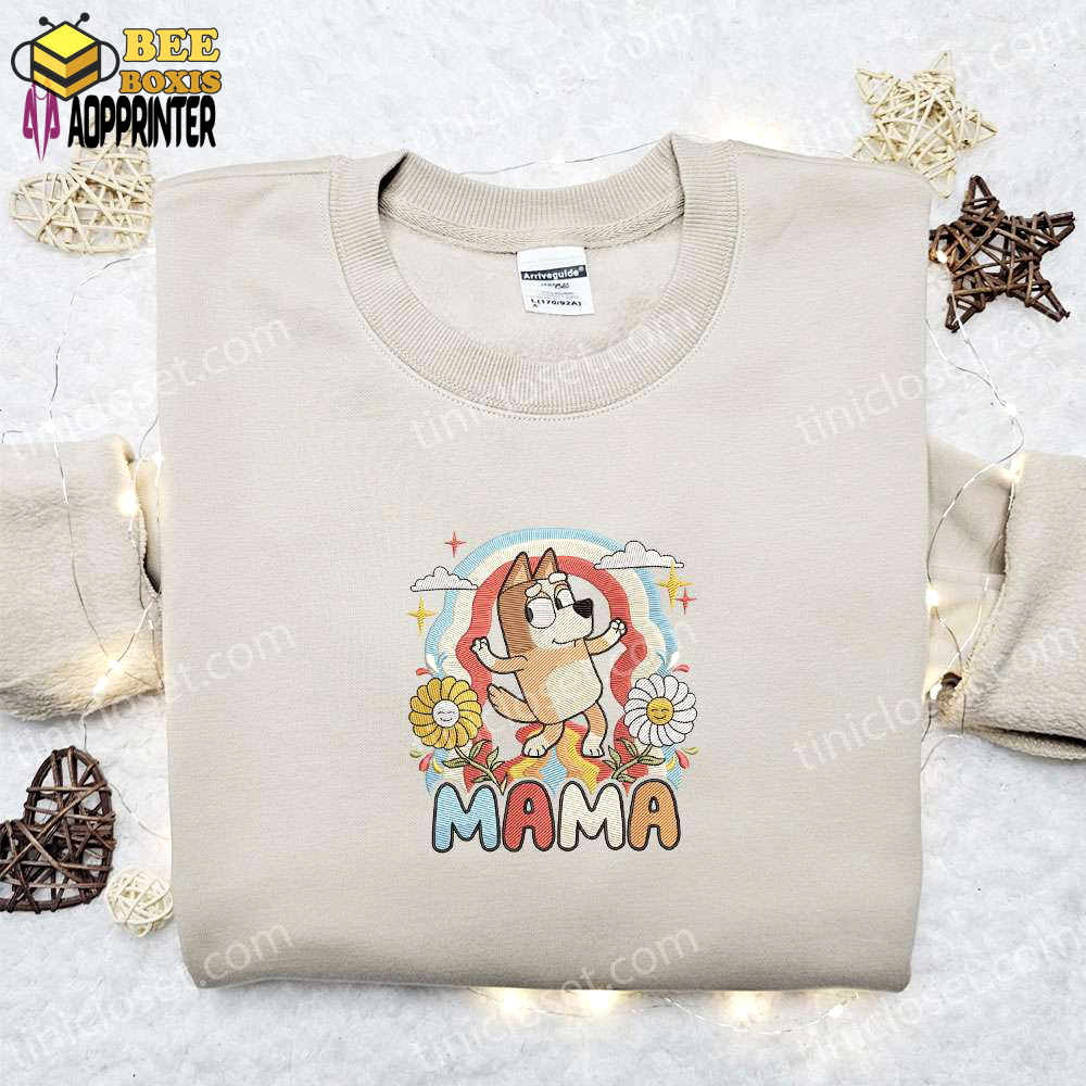 Chilli heeler mama embroidered shirt bluey cartoon hoodie best mother’s day gift idea
