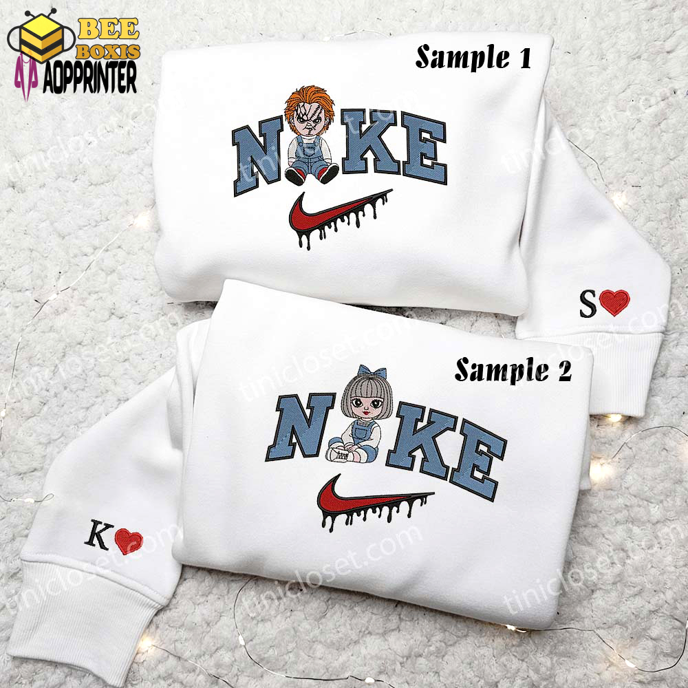 Chucky and tiffany embroidered couples shirts: spooky and stylish matching outfits