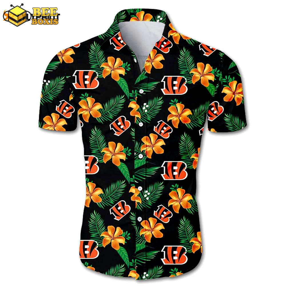 Cincinnati bengals hawaiian shirt floral button up