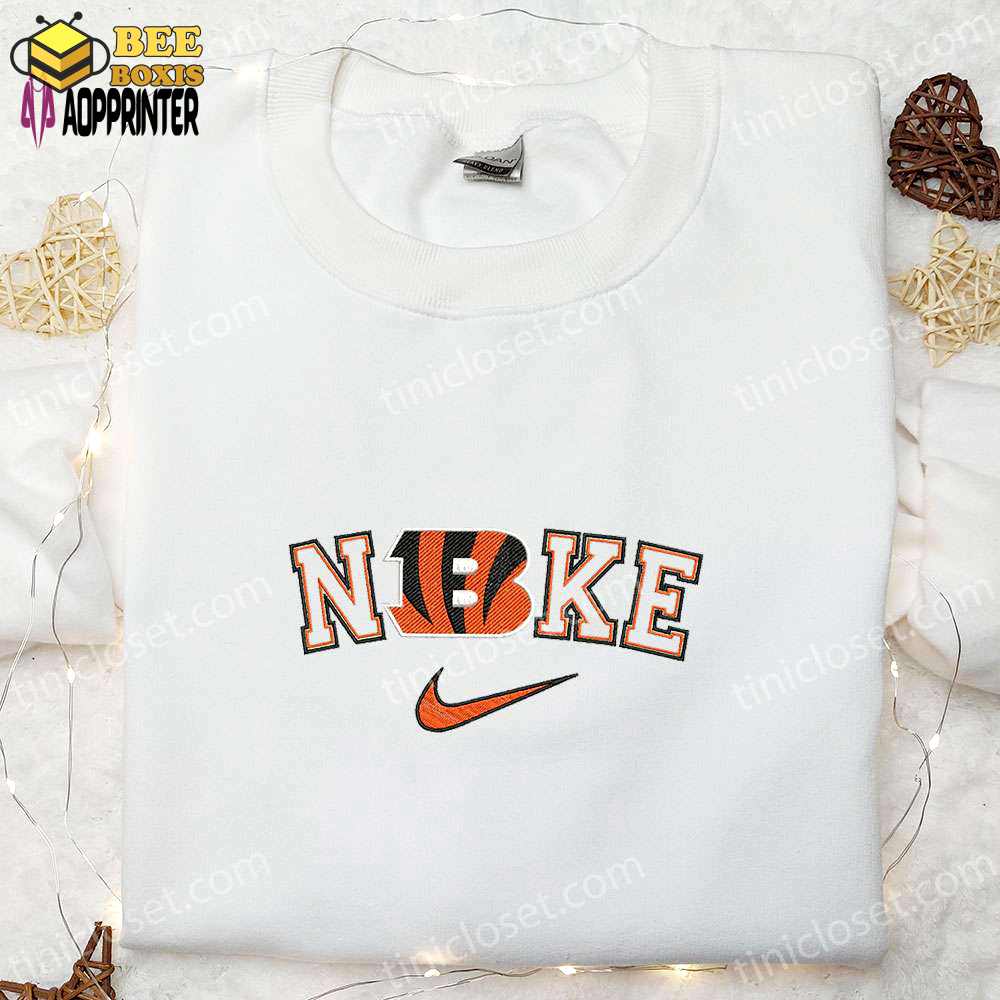 Cincinnati bengals nike embroidered hoodie & t-shirt: nfl sports gear with custom designs