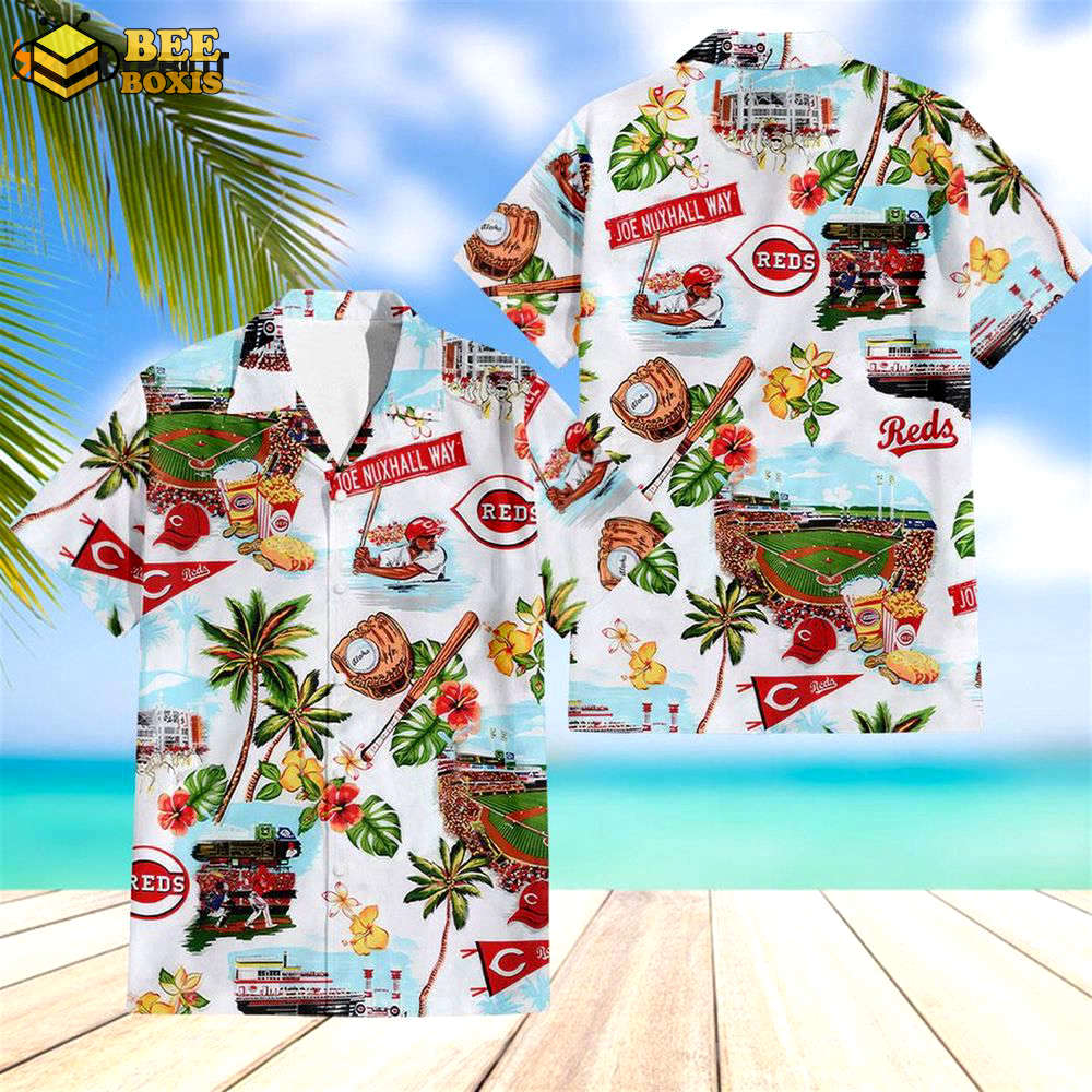 Cincinnati reds scenic hawaiian shirt