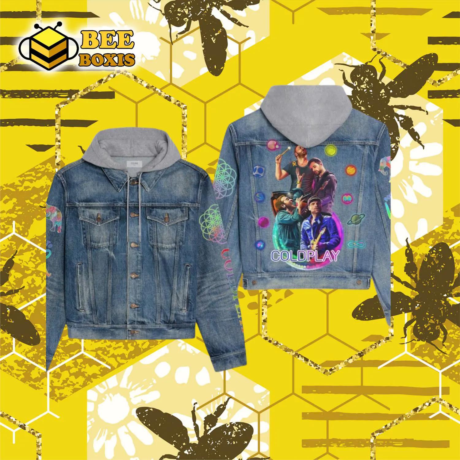 Cold play design hooded denim jacket.png