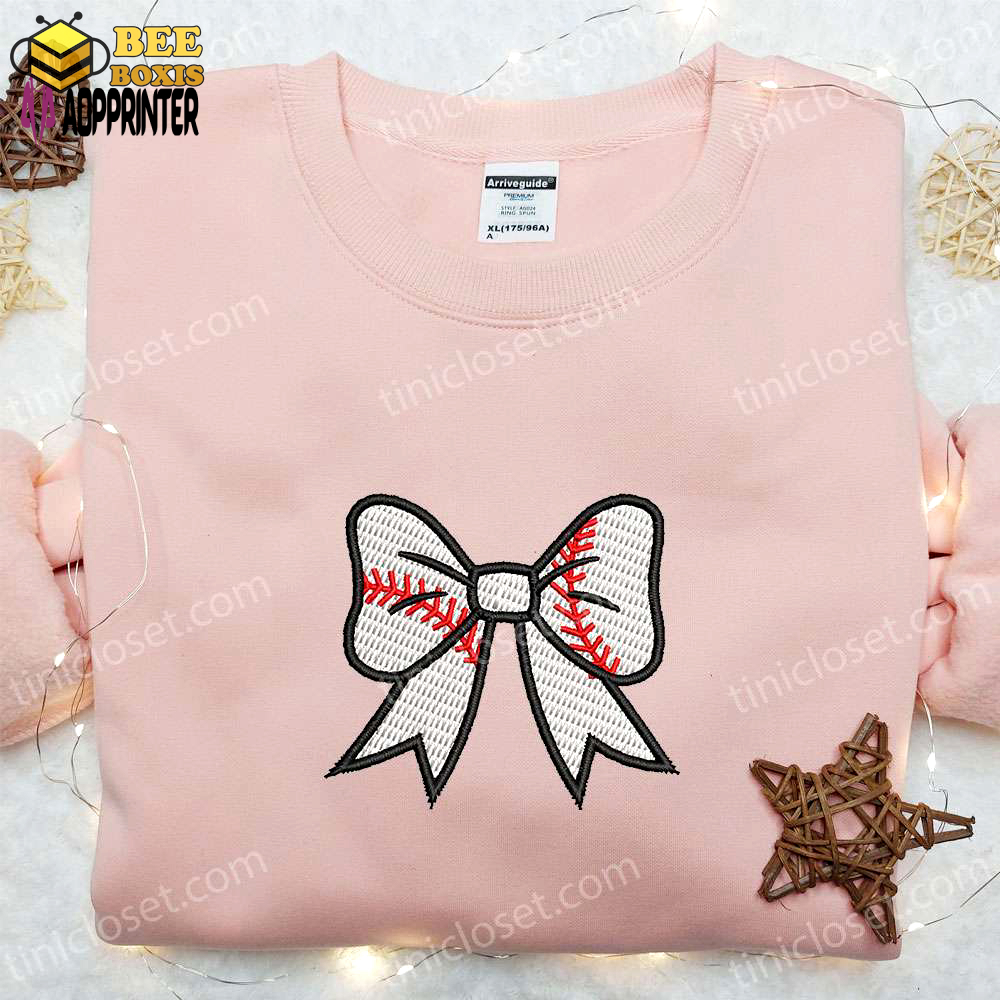 Coquette bow softball mom shirt: mother’s day embroidered hoodie best gift for mom
