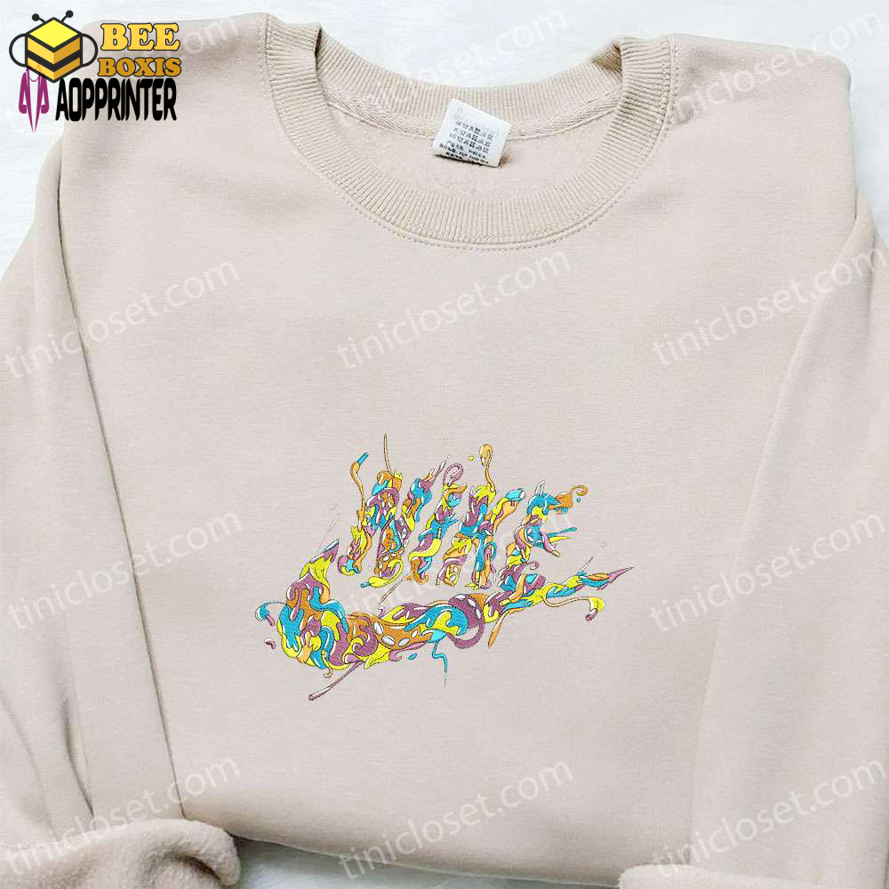 Curly melting nike logo shirt & hoodie: best family gifts