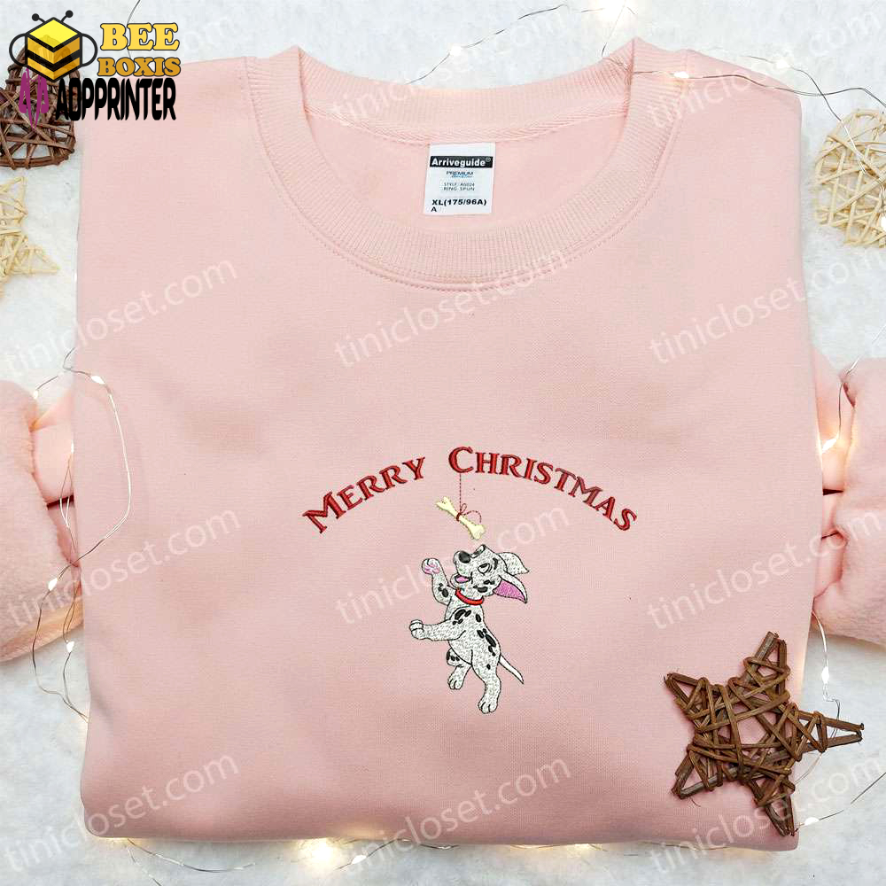 Dalmatian with bone merry christmas shirt: disney characters hoodie – best family christmas gifts