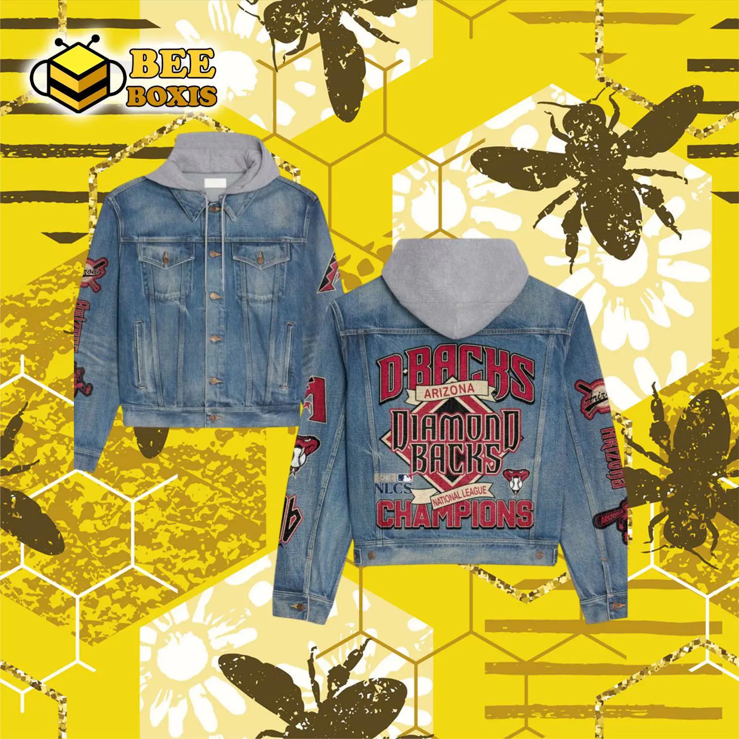 Dbacks arizona diamond backs national league champions python snake design hooded denim jacket.png
