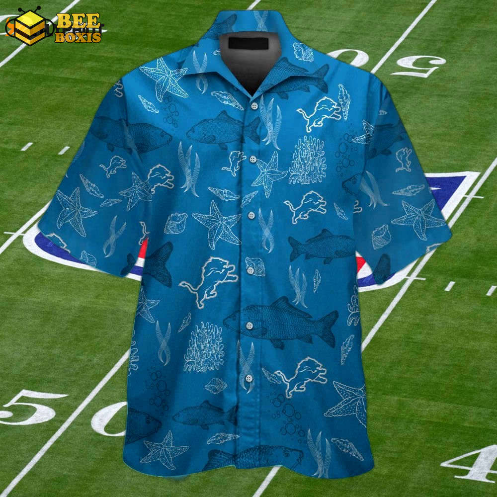 Detroit lions aloha shirt: short sleeve button up tropical hawaiian set for men & women