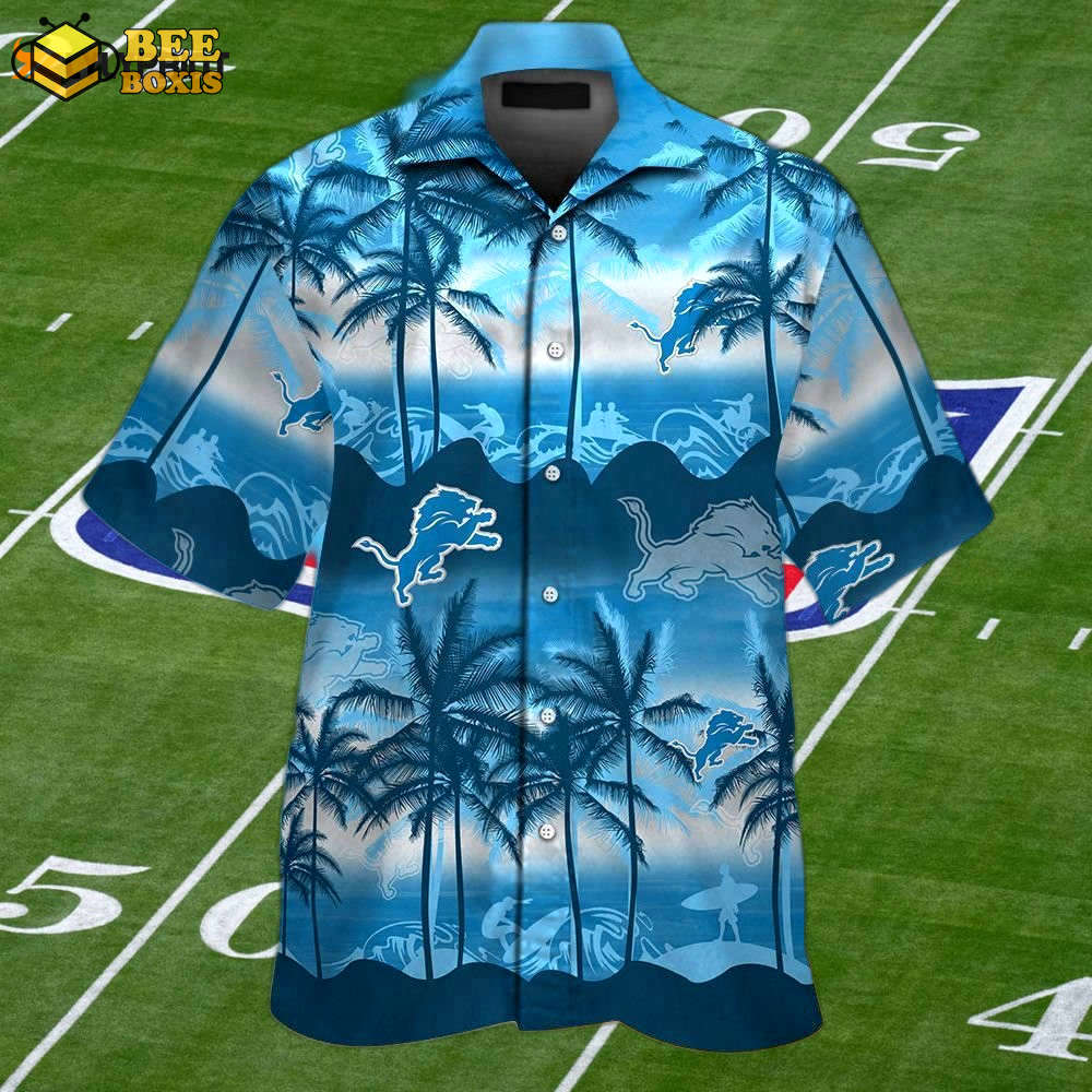 Detroit lions short sleeve button up tropical aloha hawaiian shirt set for men women