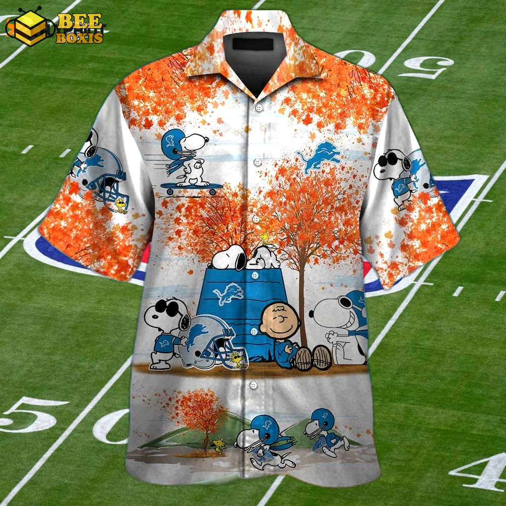 Detroit lions snoopy autumn hawaiian shirt set – short sleeve button up for men women &