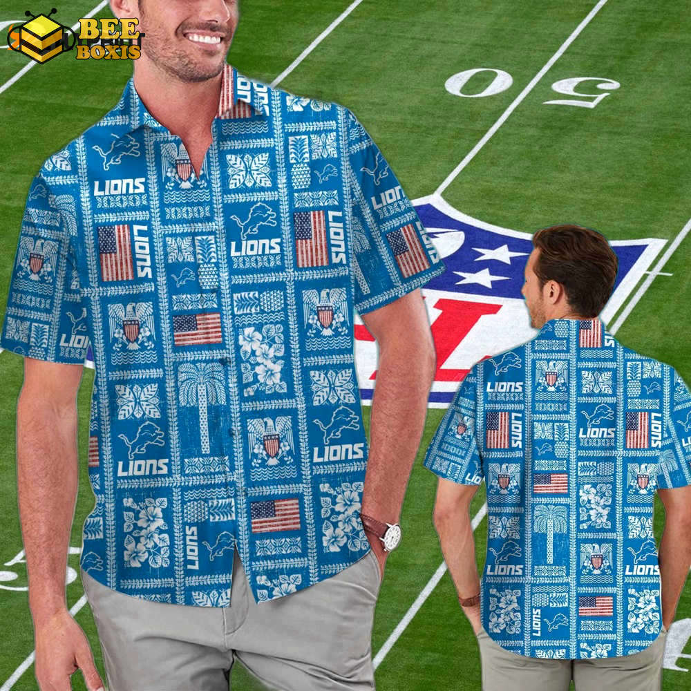 Detroit lions summer commemorative hawaiian shirt set – stylish short sleeve button up for men women &