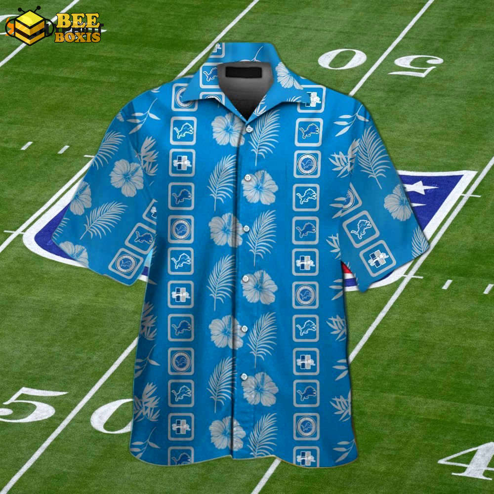 Detroit lions tropical aloha hawaiian shirt set for men & women – short sleeve button up