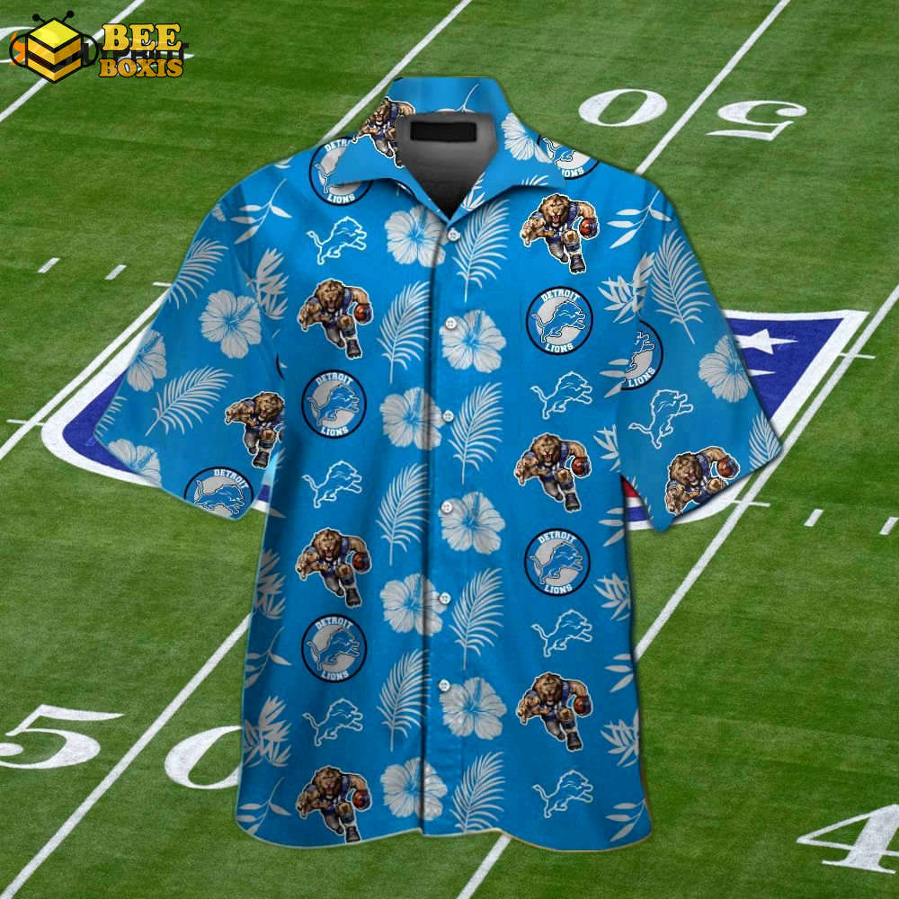 Detroit lions tropical aloha hawaiian shirt set – men women