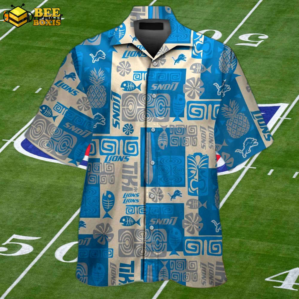 Detroit lions tropical aloha hawaiian shirt set – men women kids mte020