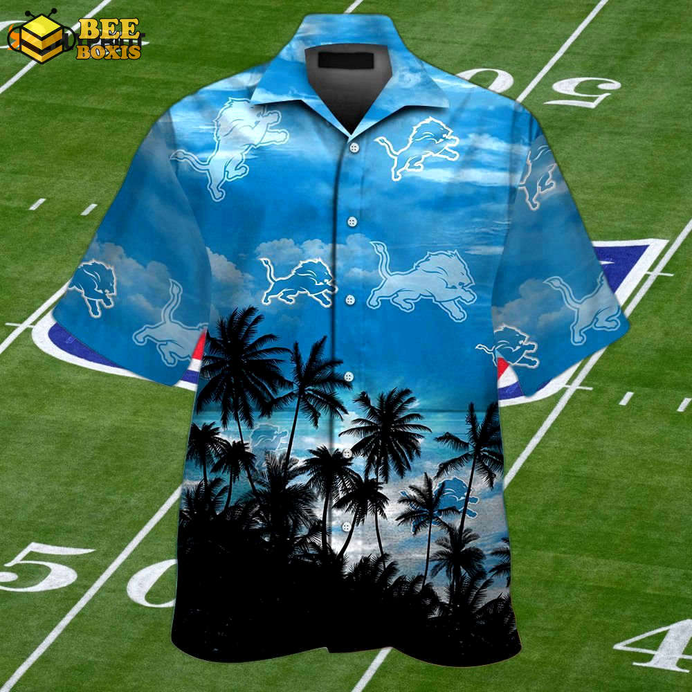 Detroit lions tropical aloha hawaiian shirt set: short sleeve button up for men & women