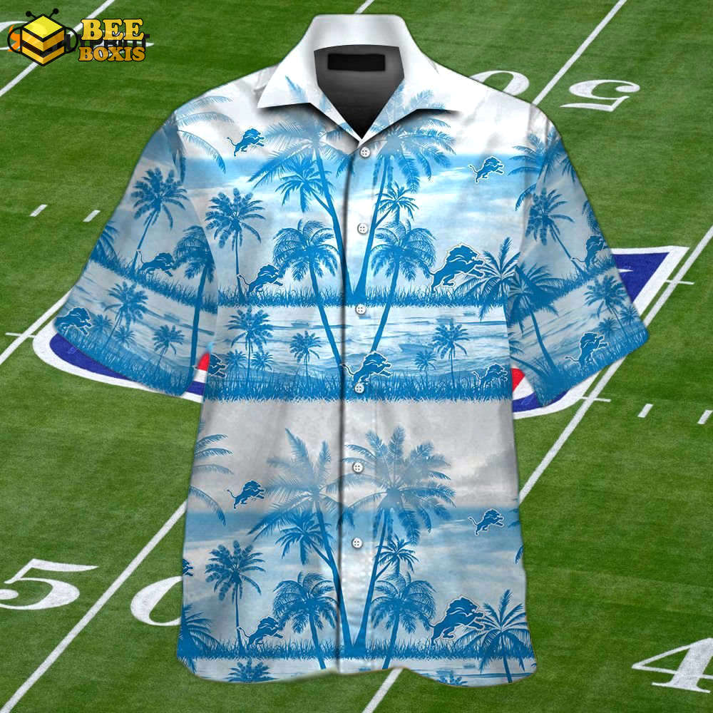 Detroit lions tropical aloha hawaiian shirt set – unisex short sleeve button up size 9