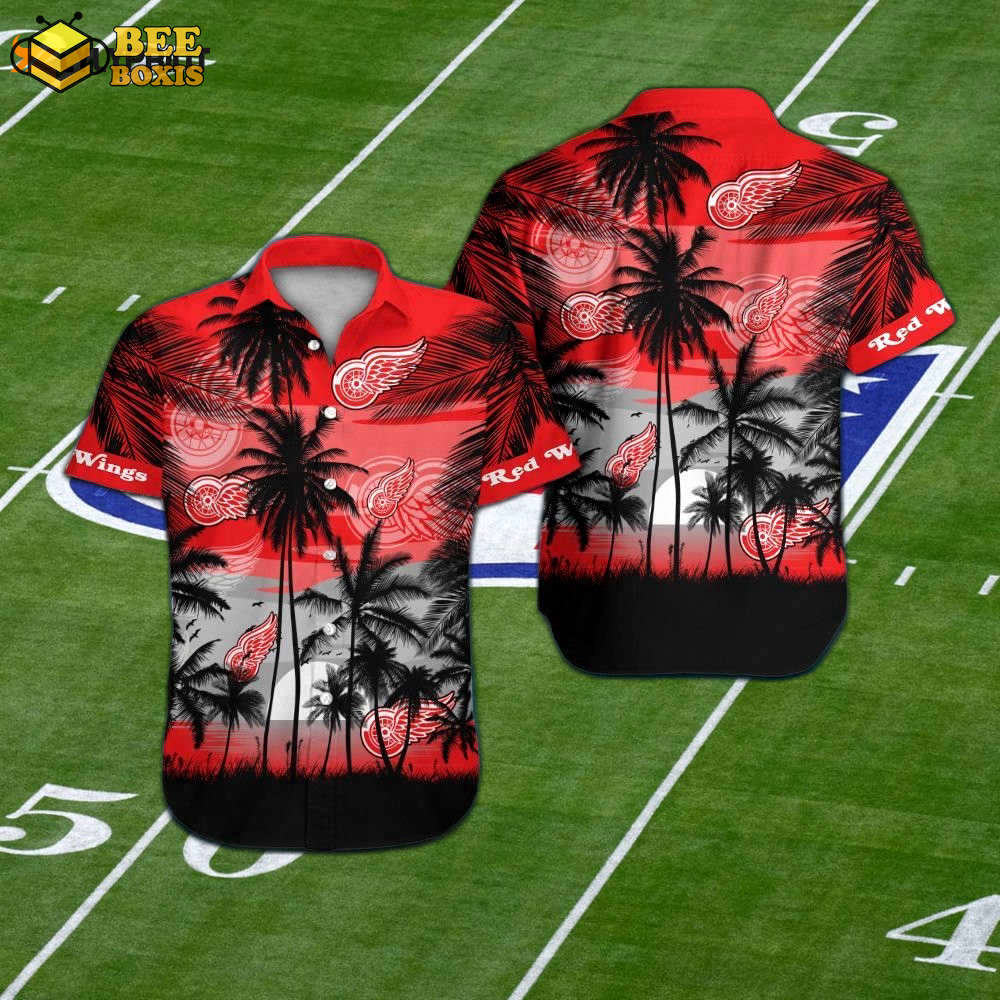Detroit red wings hawaiian shirt set – tropical aloha short sleeve button up for men women &
