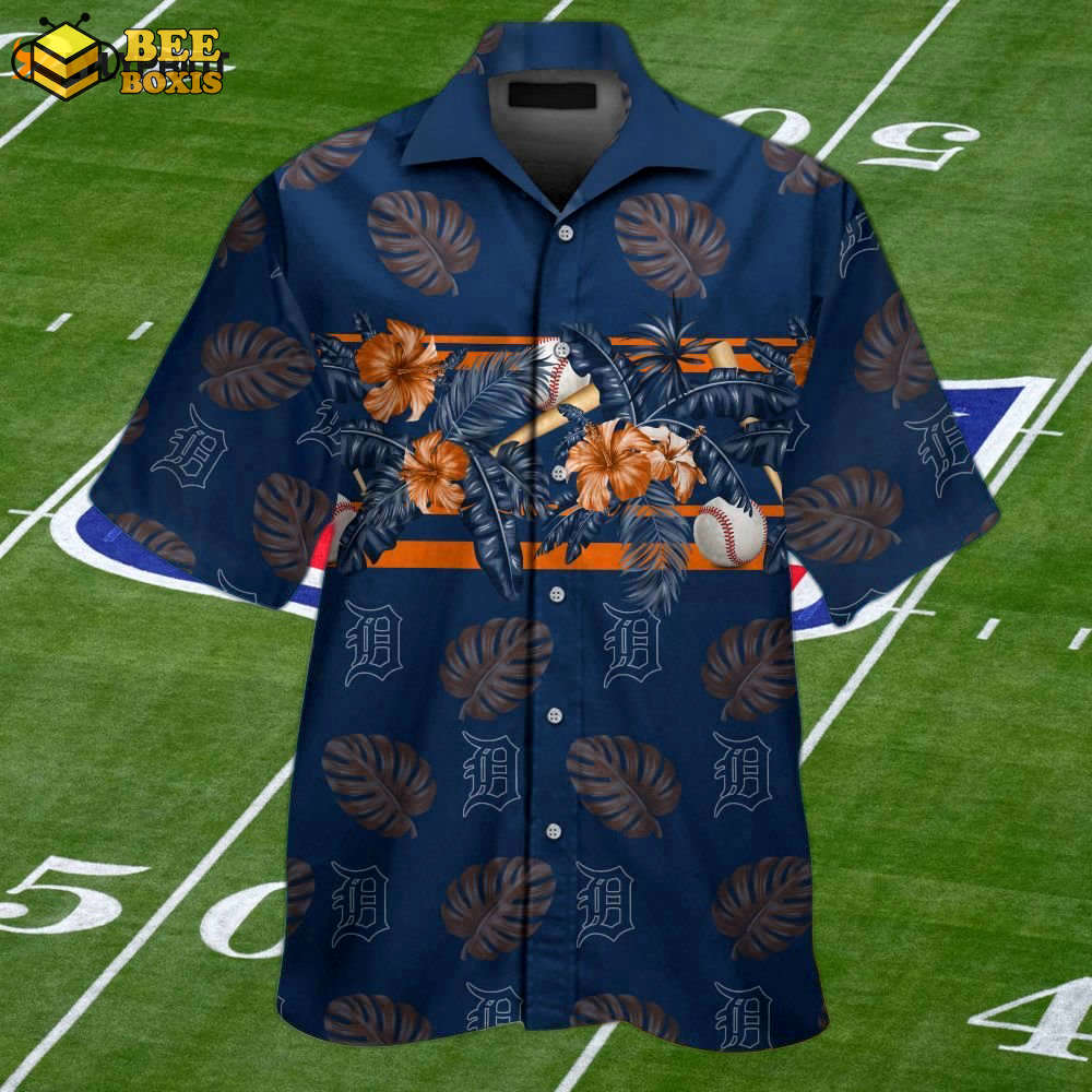 Detroit tigers tropical aloha hawaiian shirt set – stylish short sleeve button up for men women &