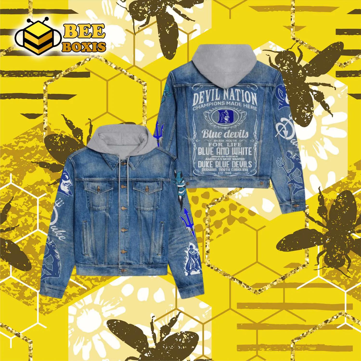 Devil nation champions made here blue and white hooded denim jacket.png