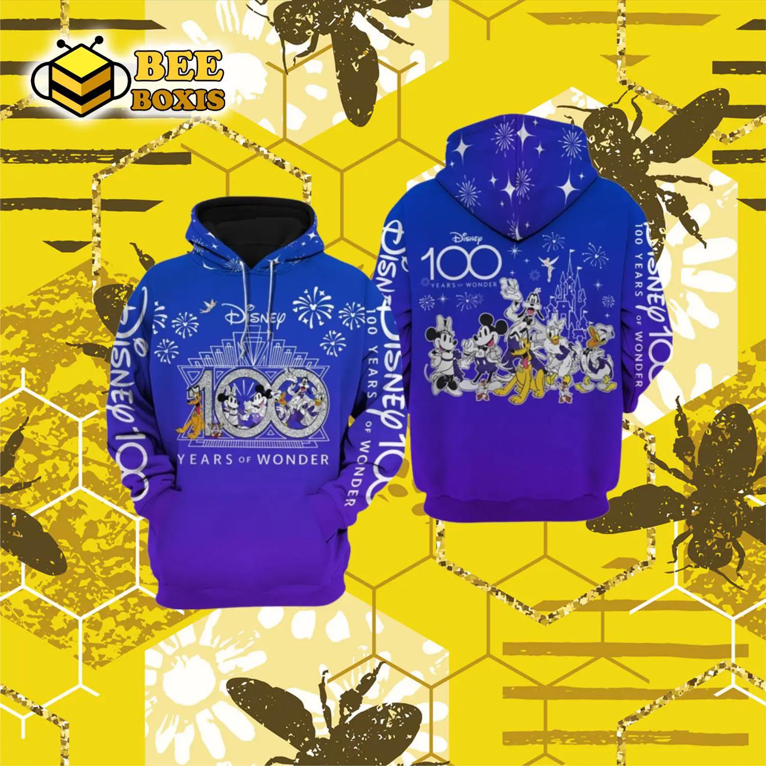 Disney 100 years premium purple unisex hoodie luxury brand clothing special gift outfit for men women