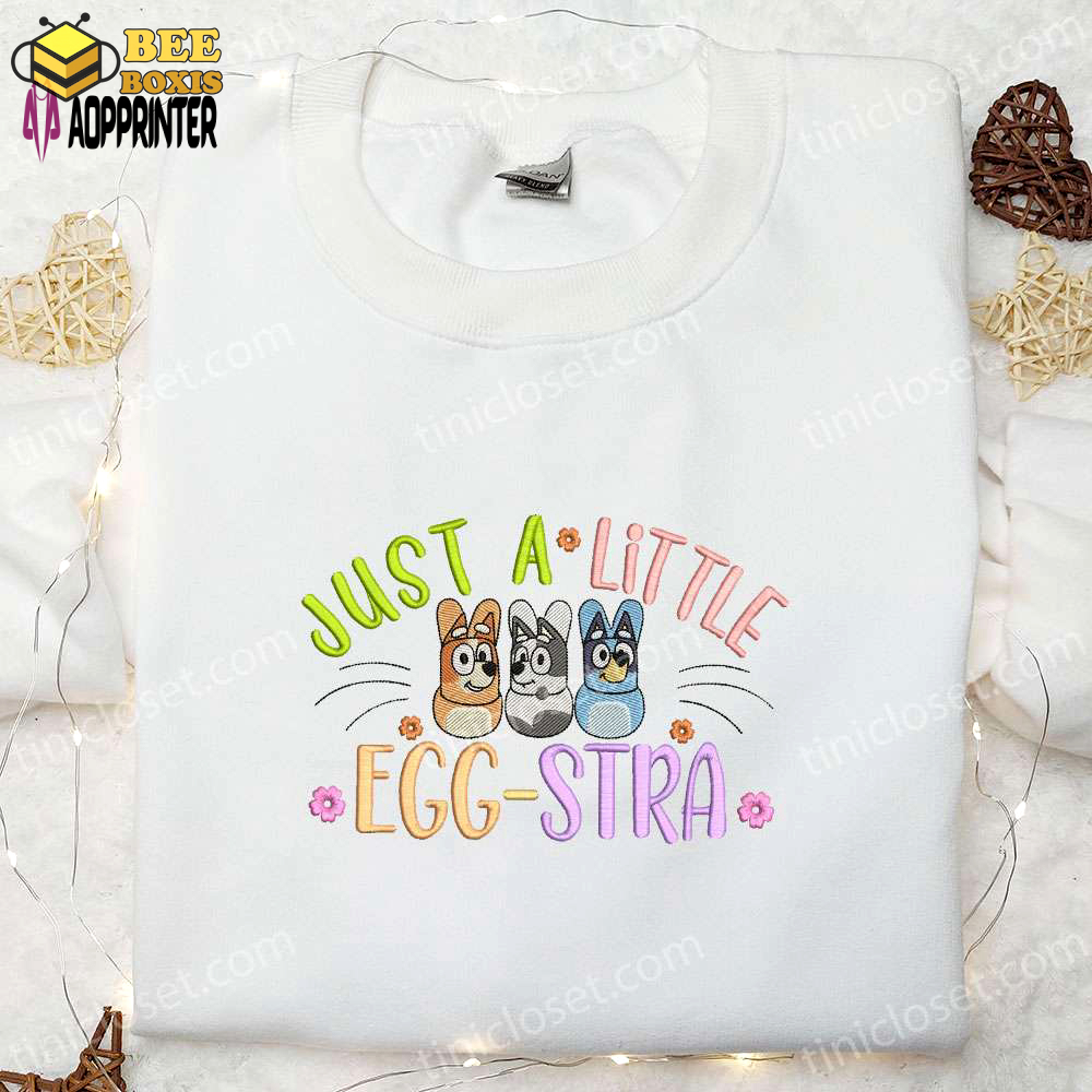 Easter bluey characters embroidered shirt & cartoon hoodie – perfect thanksgiving day gift idea