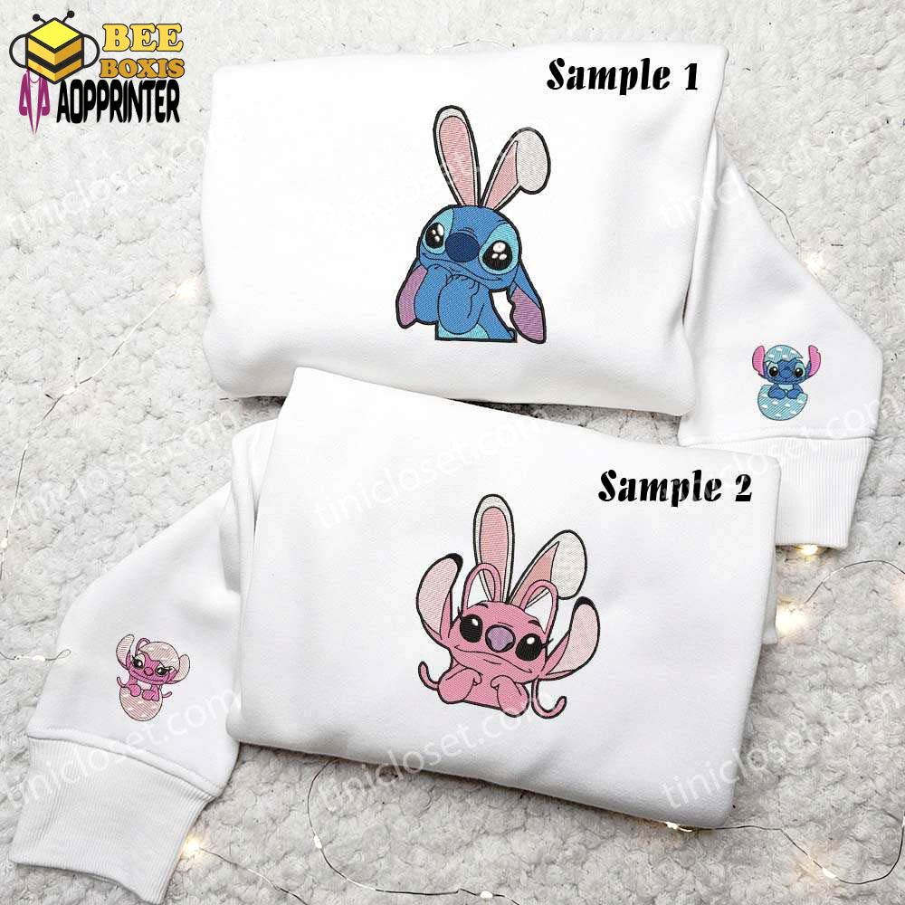 Easter embroidered couples shirts: stitch and angel – celebrate love & joy!