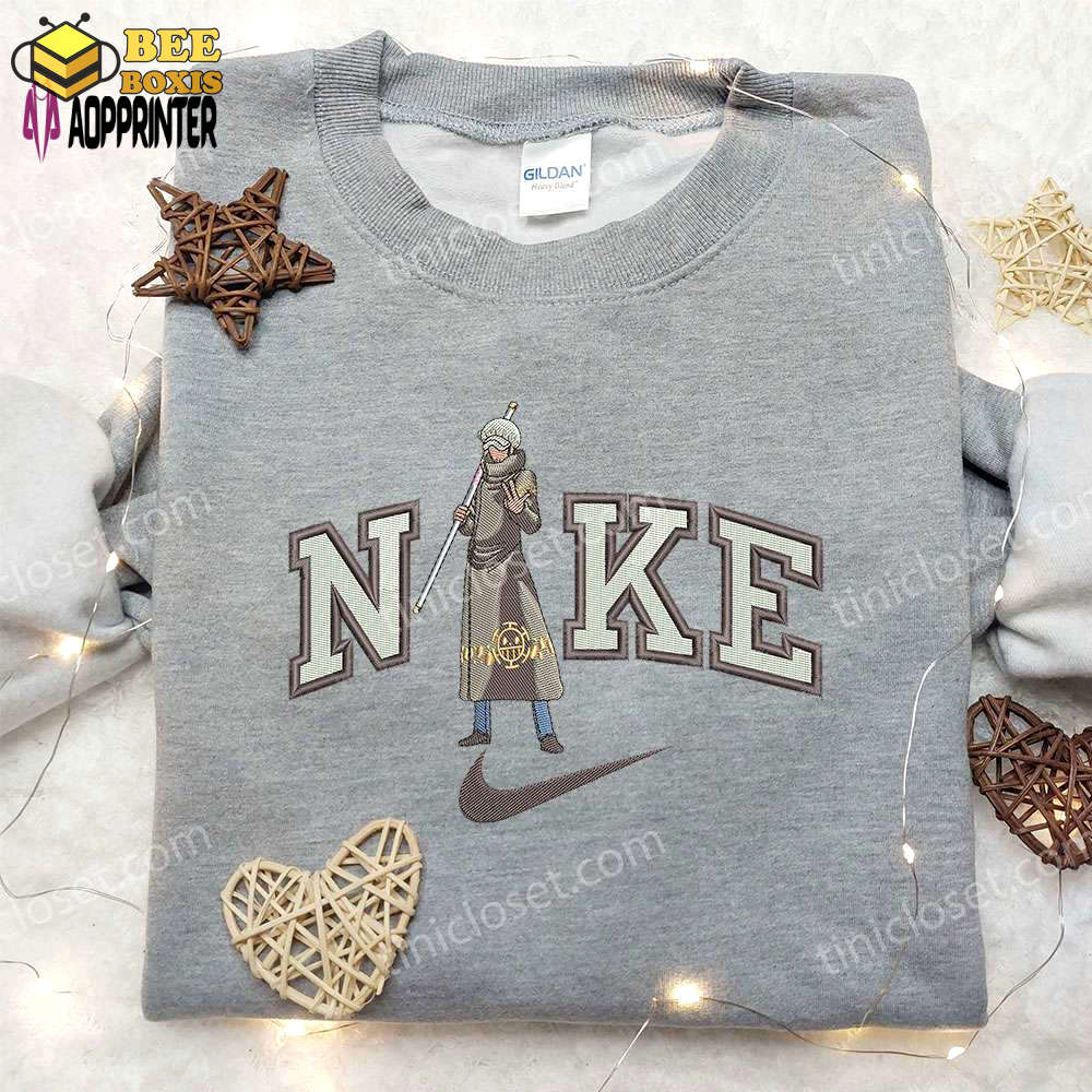 Exclusive trafalgar d water law x nike anime hoodie & shirts: embroidered one piece & nike inspired collection