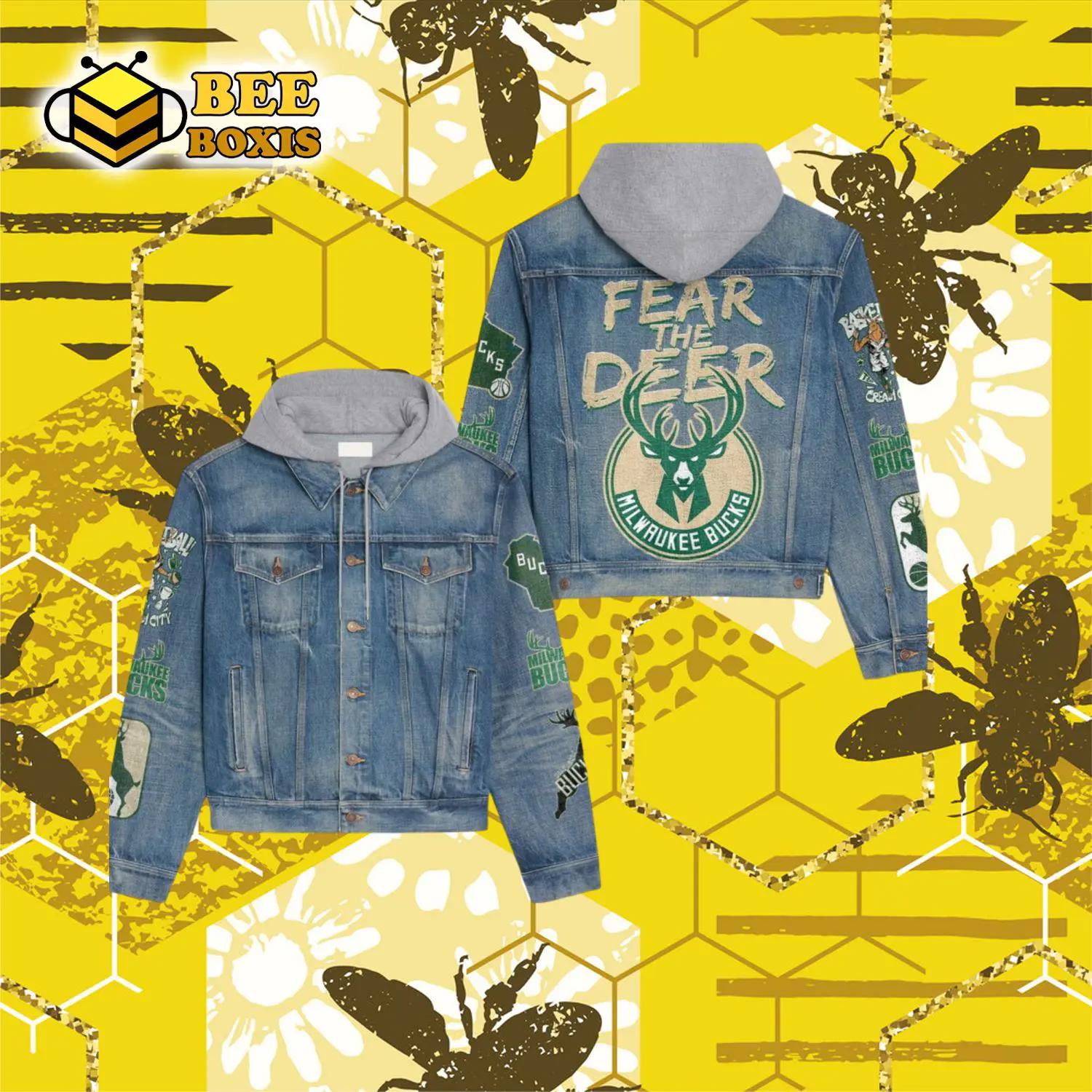 Fear the deer milwawkee bucks hooded denim jacket.png
