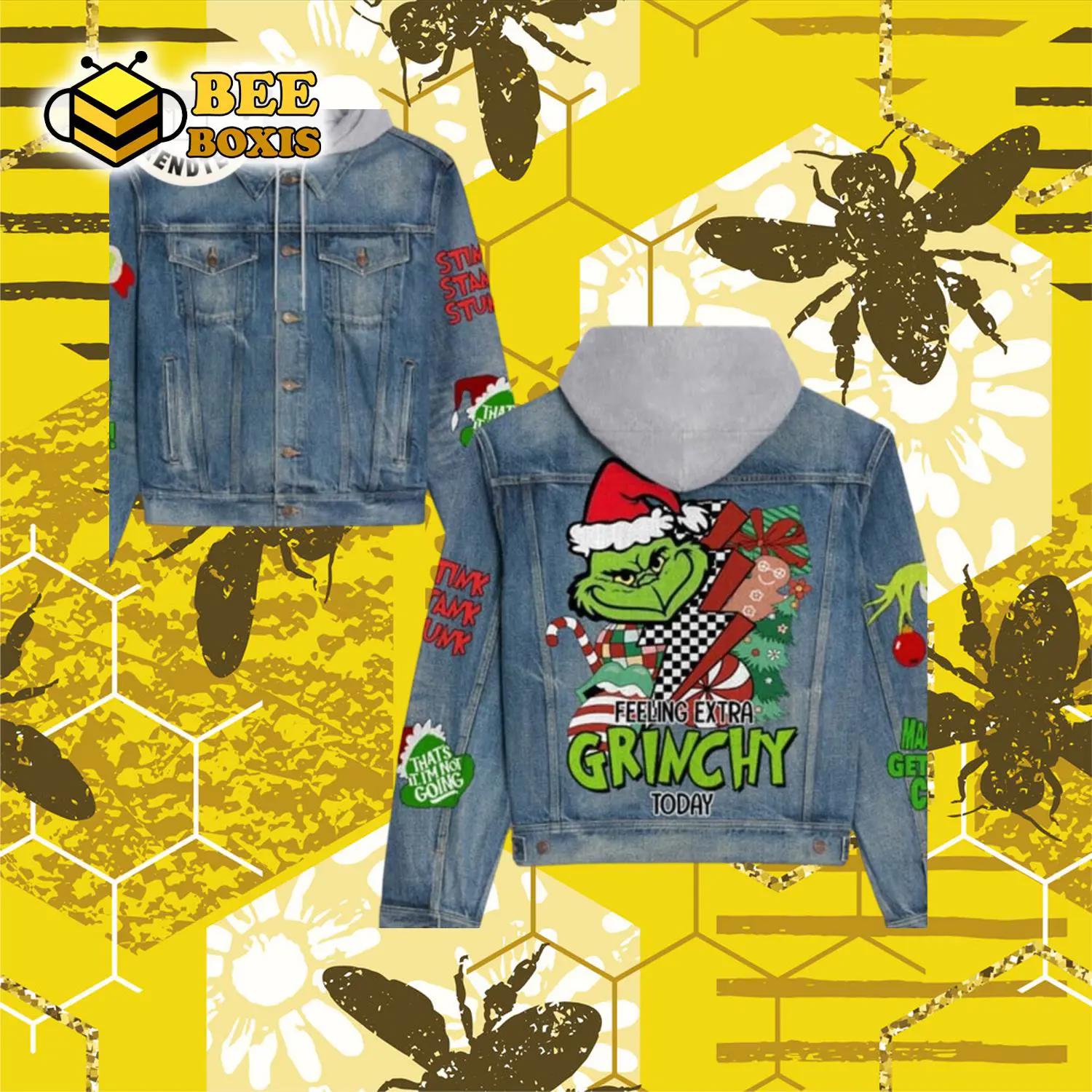 Feeling extra grinchy today that’s it.i’m not going christmas hooded denim jacket.png