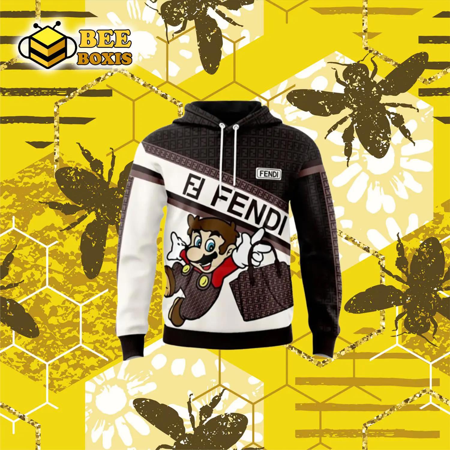Fendi mario brown white unisex hoodie outfit for men women luxury brand clothing special gift