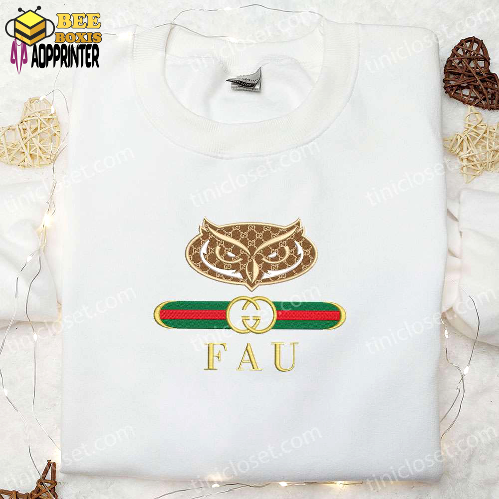 Florida atlantic owls x gucci embroidered shirt & ncaa sports hoodie – perfect gift idea