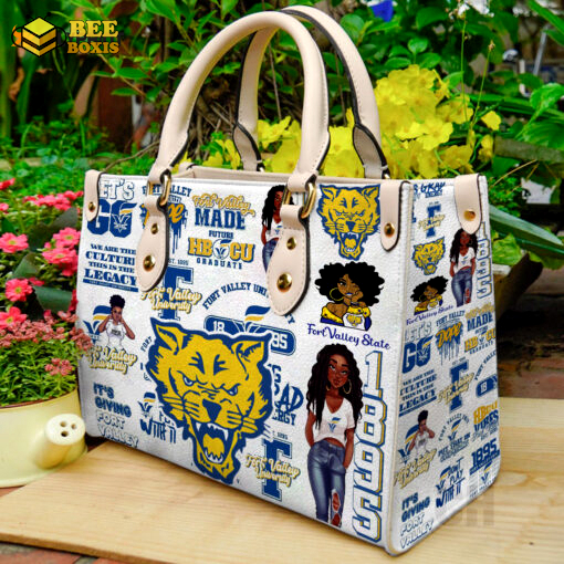 Fort valley state university wildcats leather handbag gift for women 2