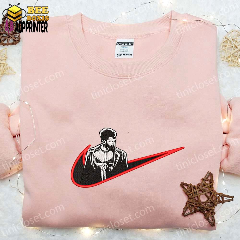 Frank castle x nike embroidered shirt marvel universe sweatshirt custom hoodie