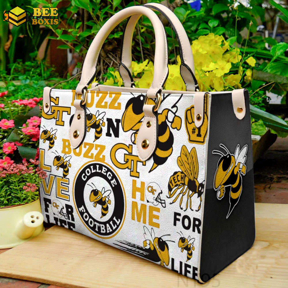Georgia tech yellow jackets leather handbag gift for women