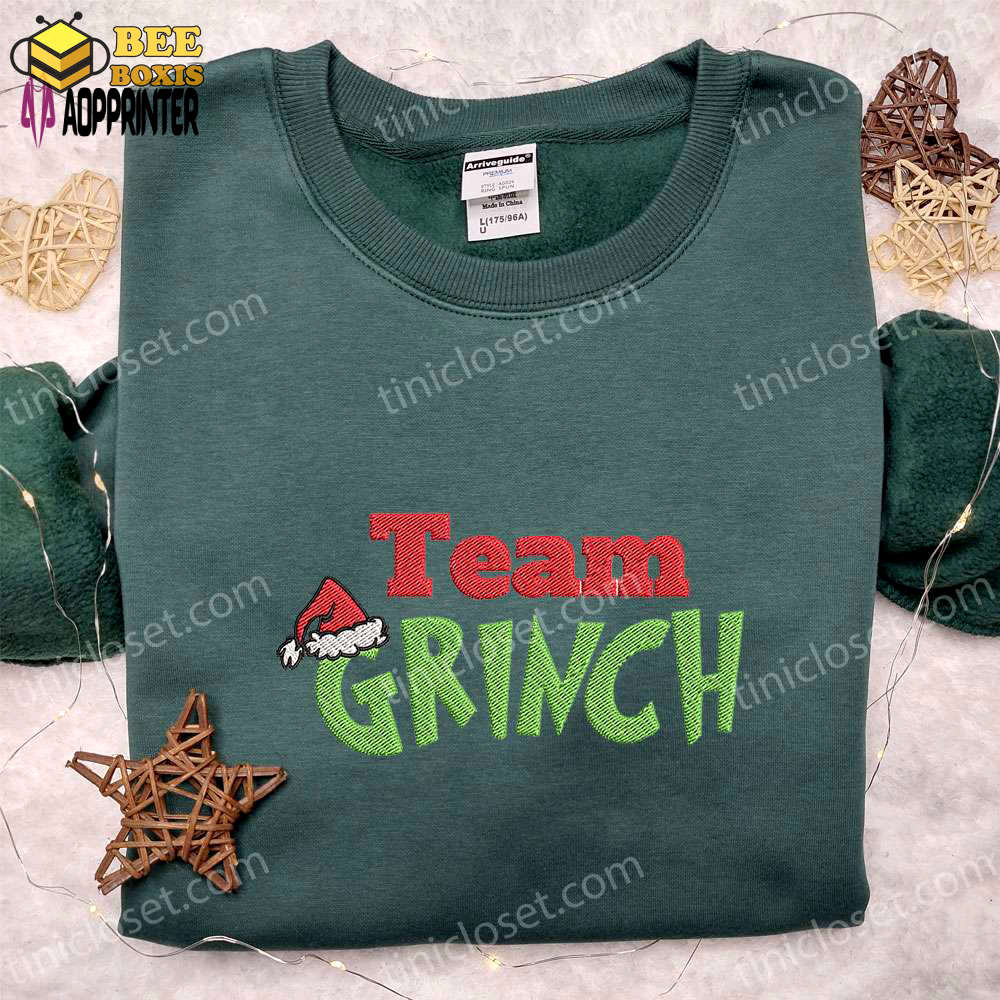 Get festive with team grinch christmas hat shirt & hoodie – perfect family gifts!