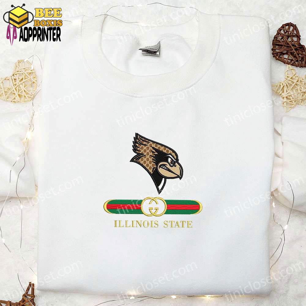 Get game-day ready with illinois state redbirds x gucci embroidered shirt & hoodie – perfect ncaa sports gift!