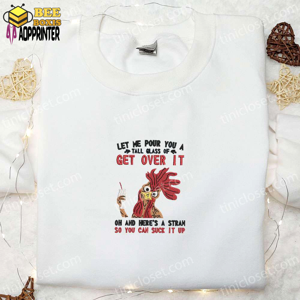 Get over it embroidered shirt & hoodie: funny quote best gift idea