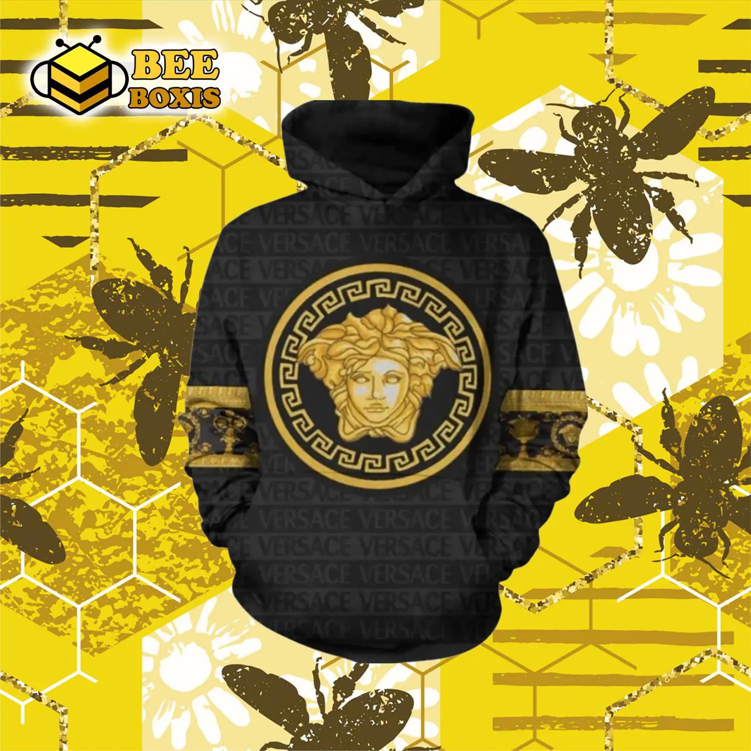 Gianni versace gold black unisex hoodie for men women luxury brand clothing clothes outfit