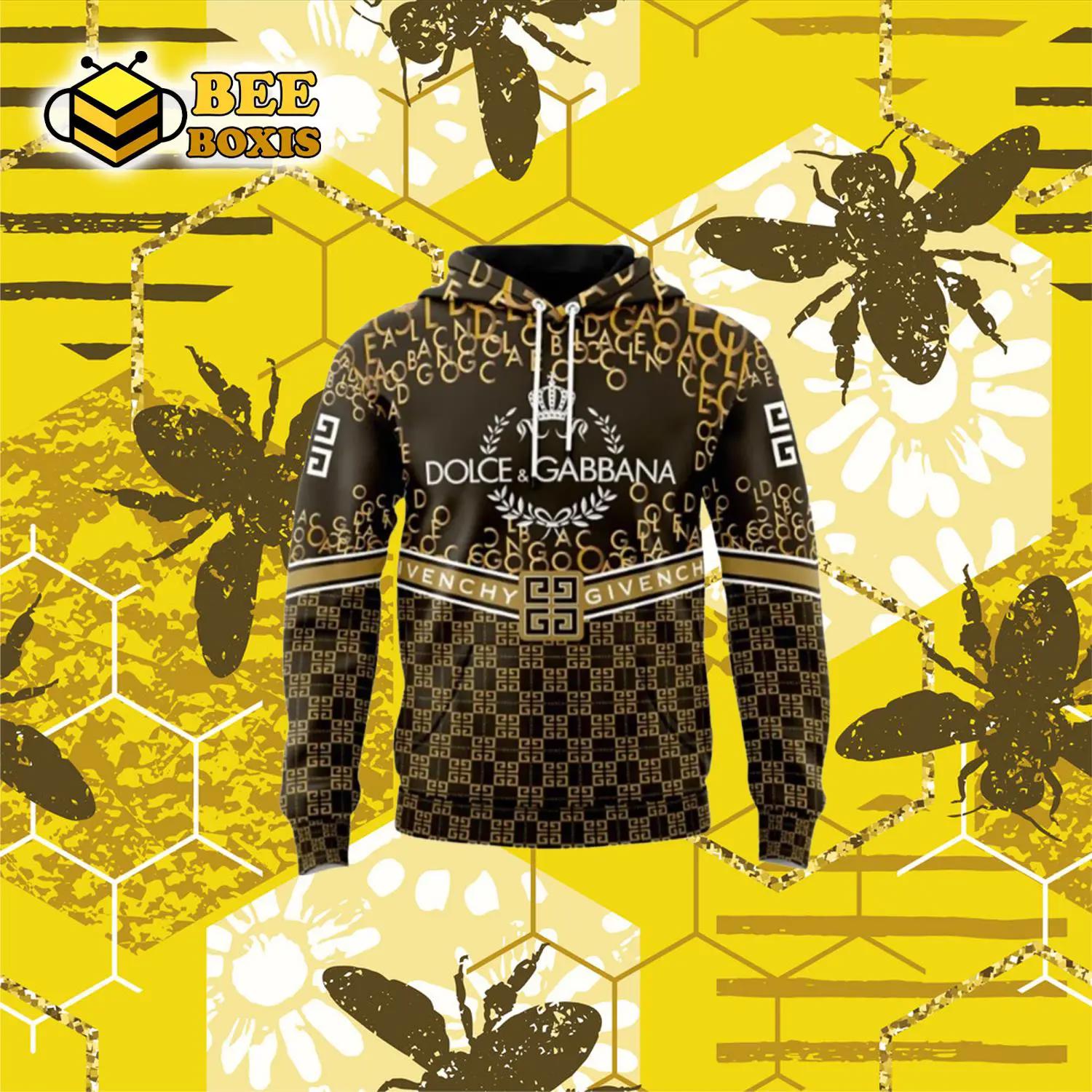 Givenchy dolce & gabbana golden logo brown unisex hoodie outfit for men women luxury brand clothing