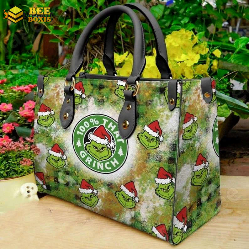 Grinch love leather handbag