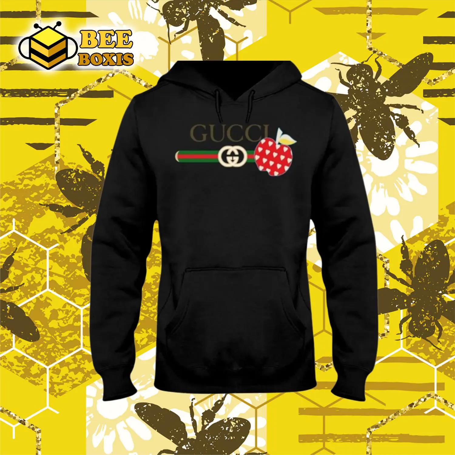 Gucci apple black unisex hoodie outfit for men women luxury brand clothing special gift