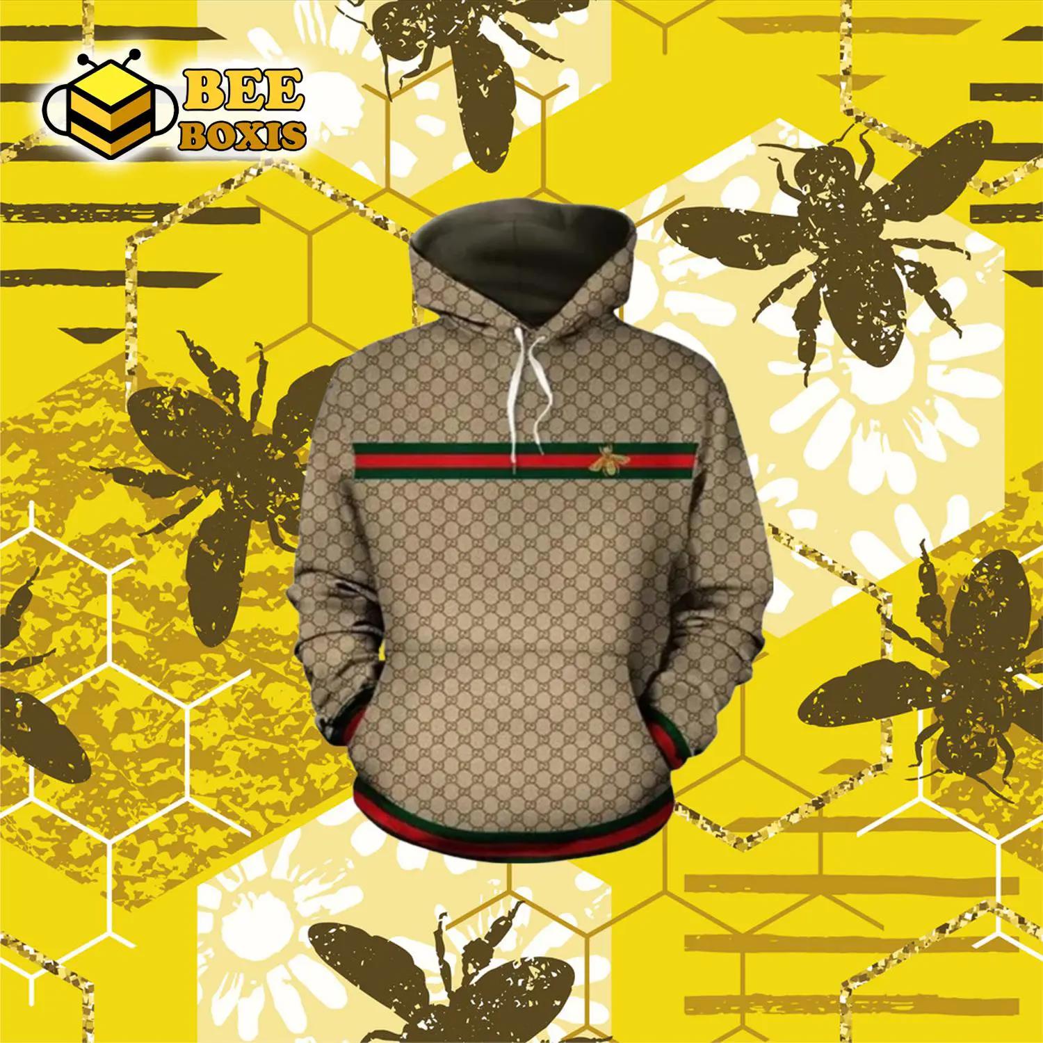 Gucci bee brown unisex hoodie for men women luxury brand clothing clothes outfit