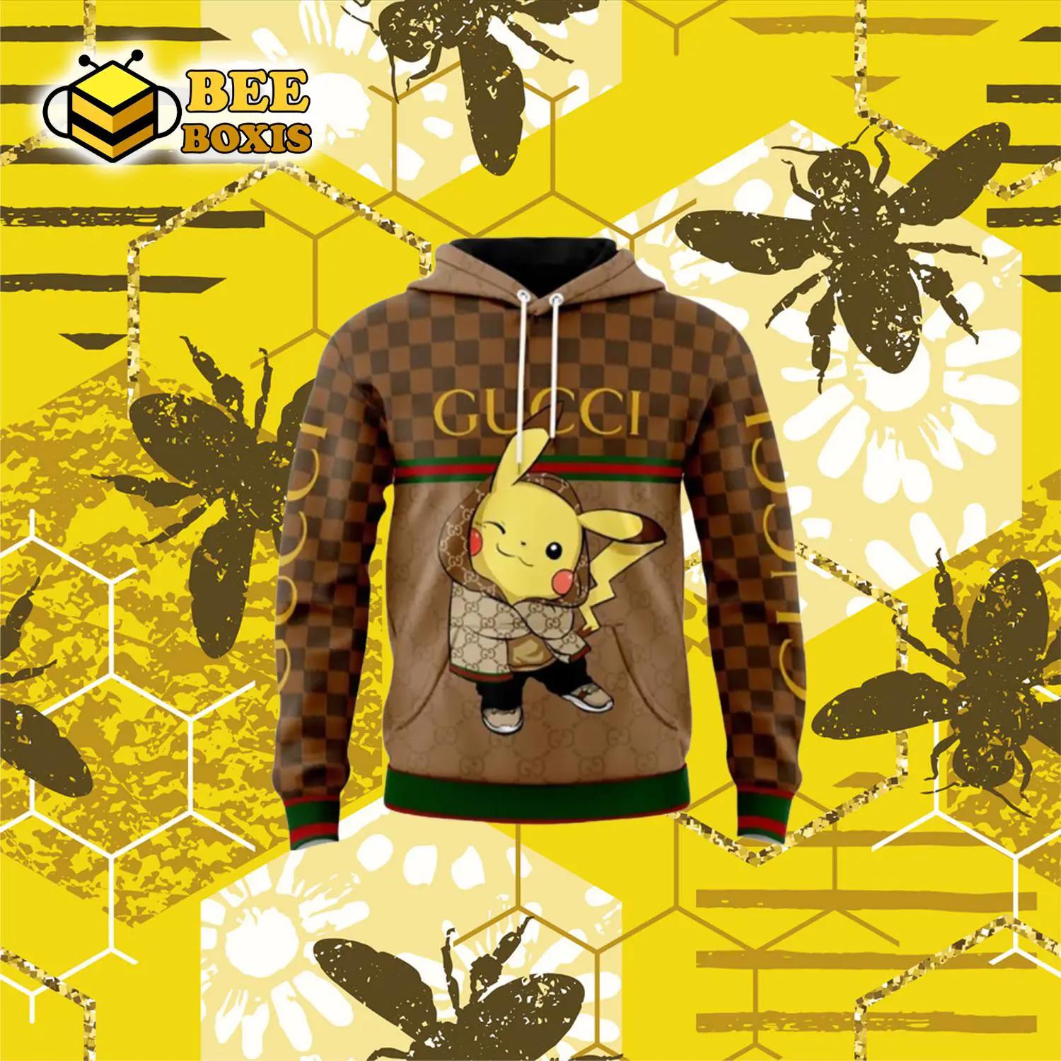 Gucci cute pokemon brown unisex hoodie outfit for men women luxury brand clothing special gift
