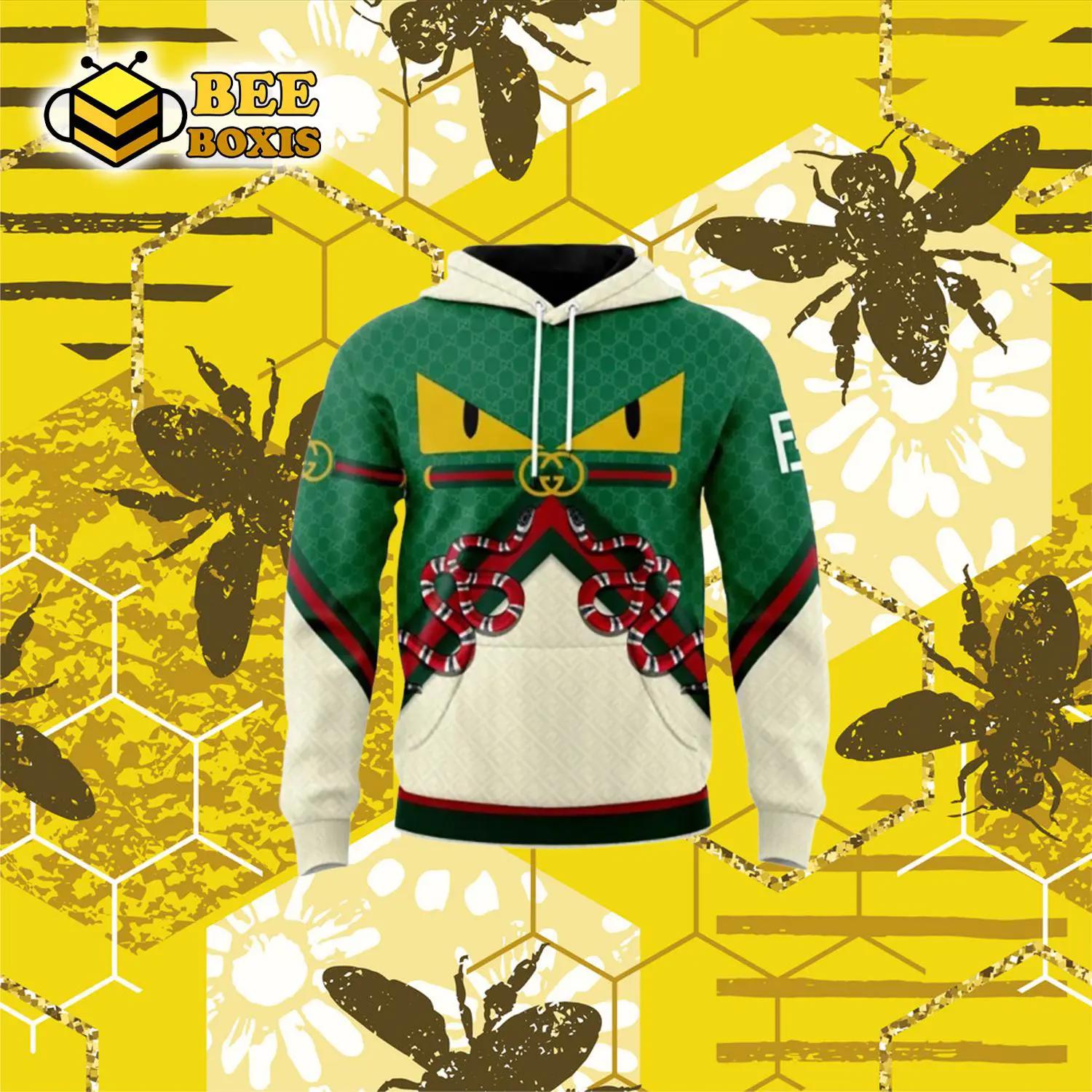 Gucci fendi snake green unisex hoodie outfit for men women luxury brand clothing