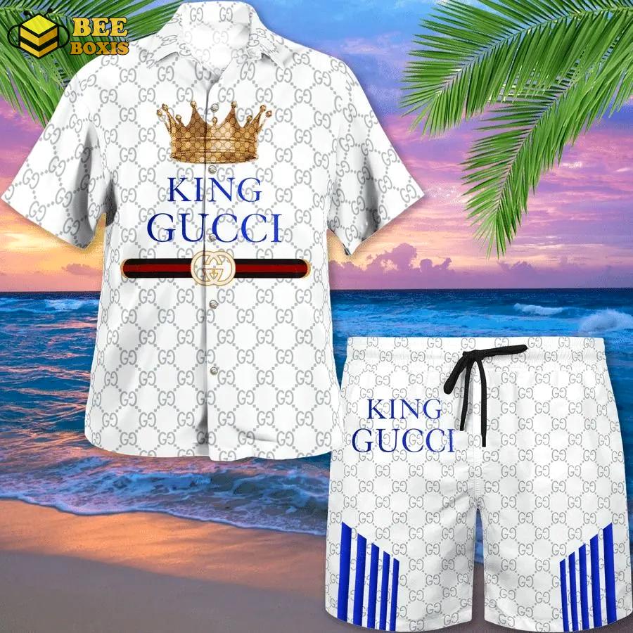 Gucci king white premium hawaii set luxury brand fashion for men
