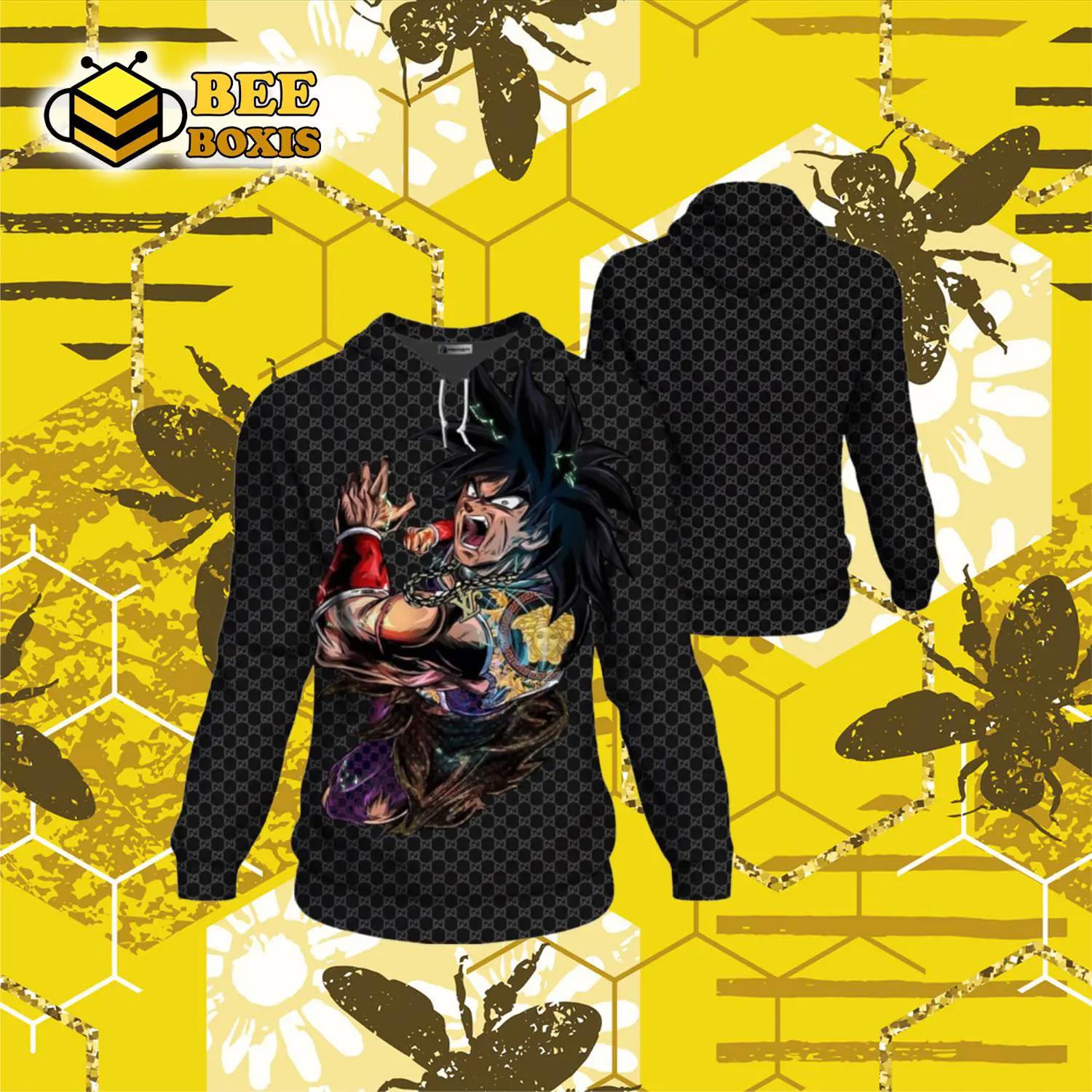 Gucci louis vuitton versace dragon ball saiyan luxury brand unisex hoodie for men women