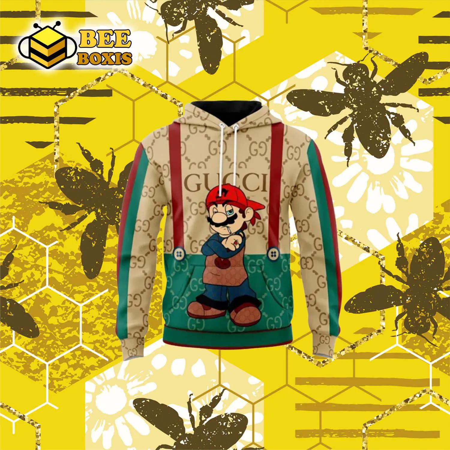 Gucci mario beige green unisex hoodie outfit for men women luxury brand clothing special gift