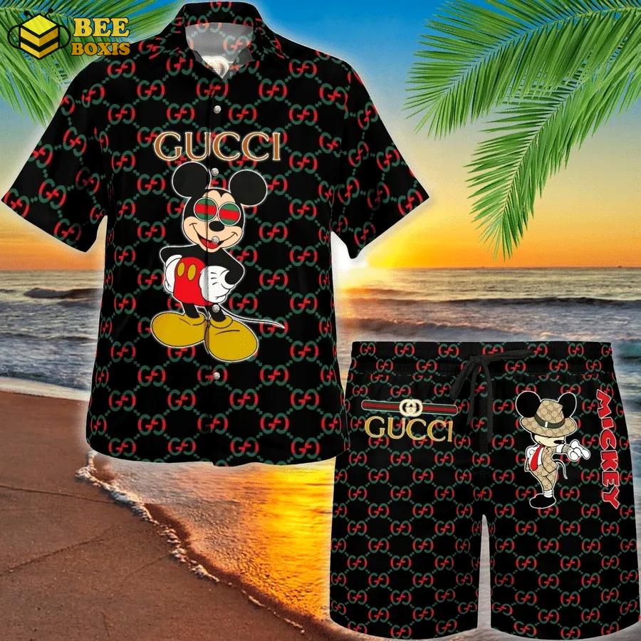 Gucci mickey mouse disney black hawaii set luxury brand fashion for men