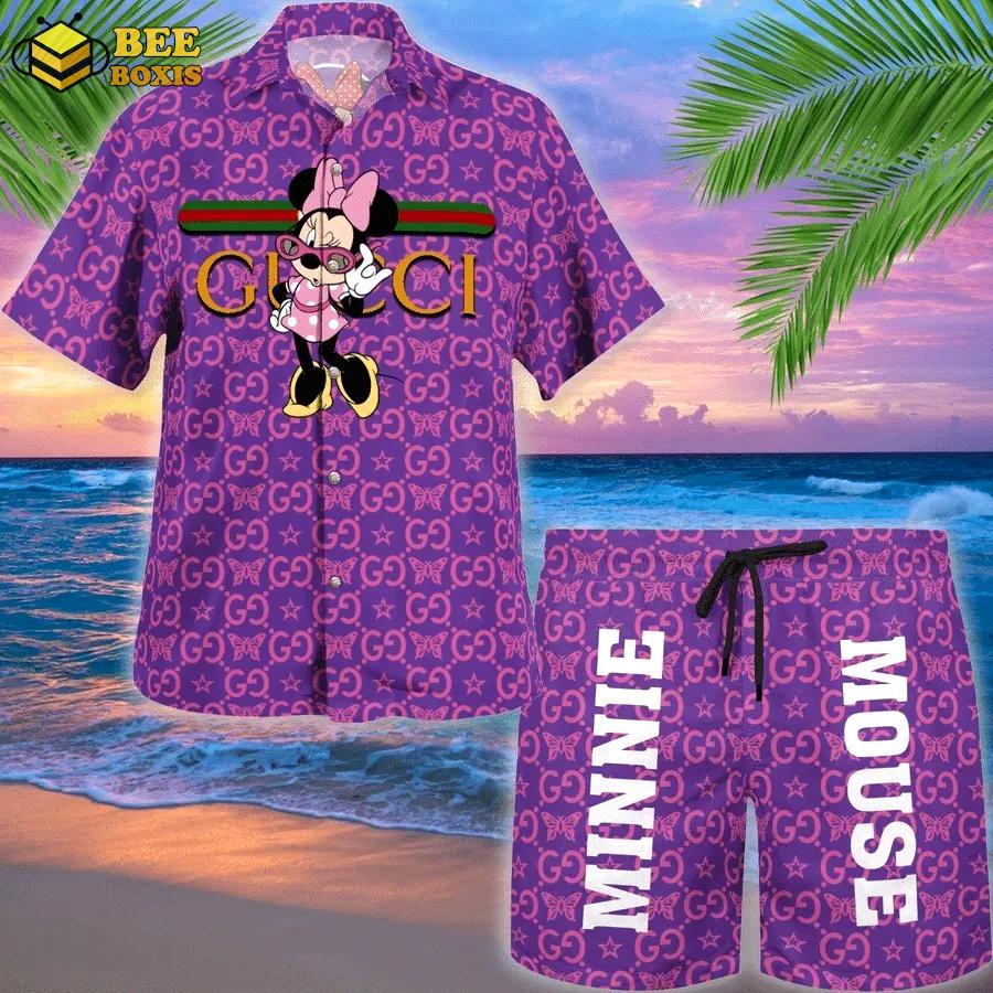 Gucci minnie mouse disney purple hawaii set luxury brand fashion for men